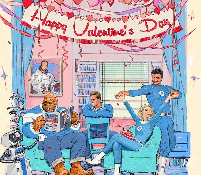 The Fantastic Four - Pedro Pascal, Vanessa Kirby, Ebon Moss-Bachrach, and Joseph Quinn Happy Valentine's Day from Marvel Studios